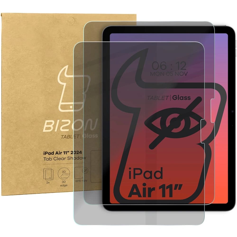 Bizon Glass Tab Klar Schatten Apple iPad Air 11" M2 6. Generation 2024 [2 PACK] - 1