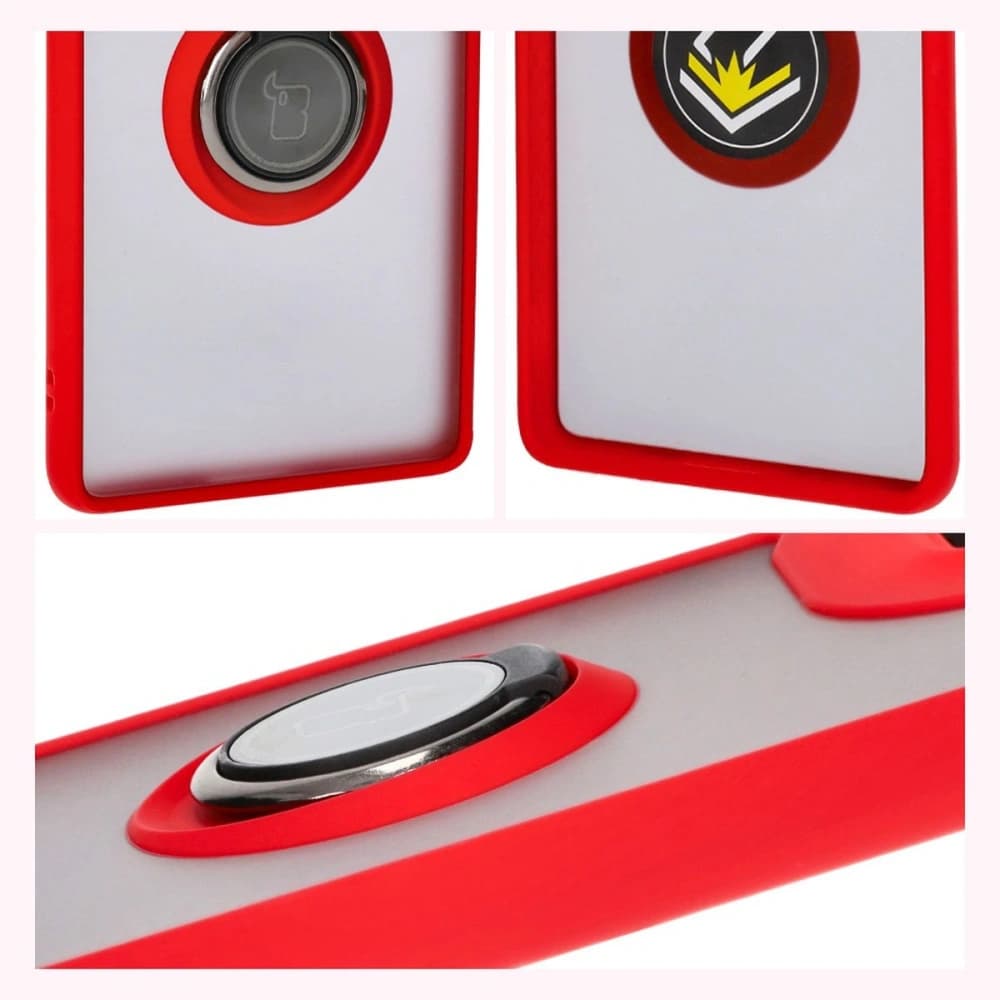 Bizon Case Hybrid Ring Motorola Edge 50 Fusion rauchig mit einem roten Rahmen - 4