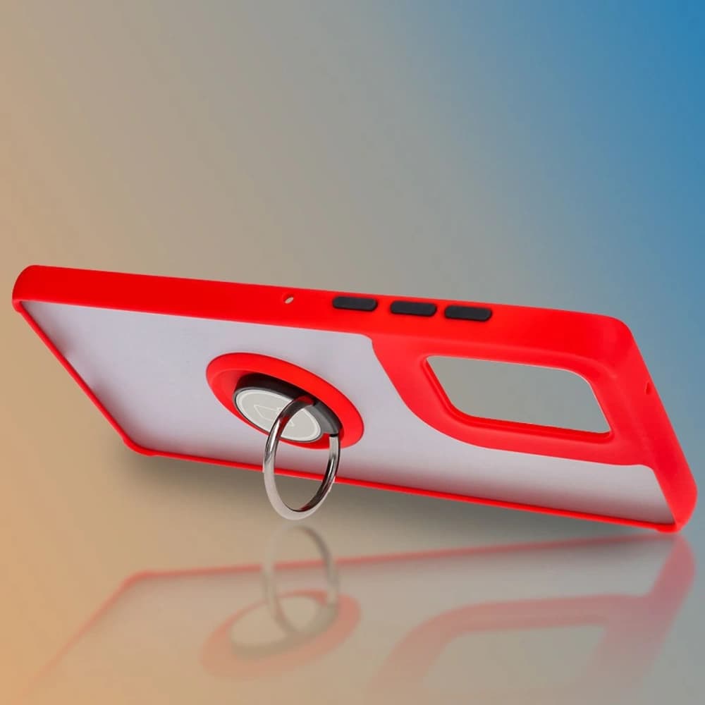 Bizon Case Hybrid Ring Motorola Edge 50 Fusion rauchig mit einem roten Rahmen - 6