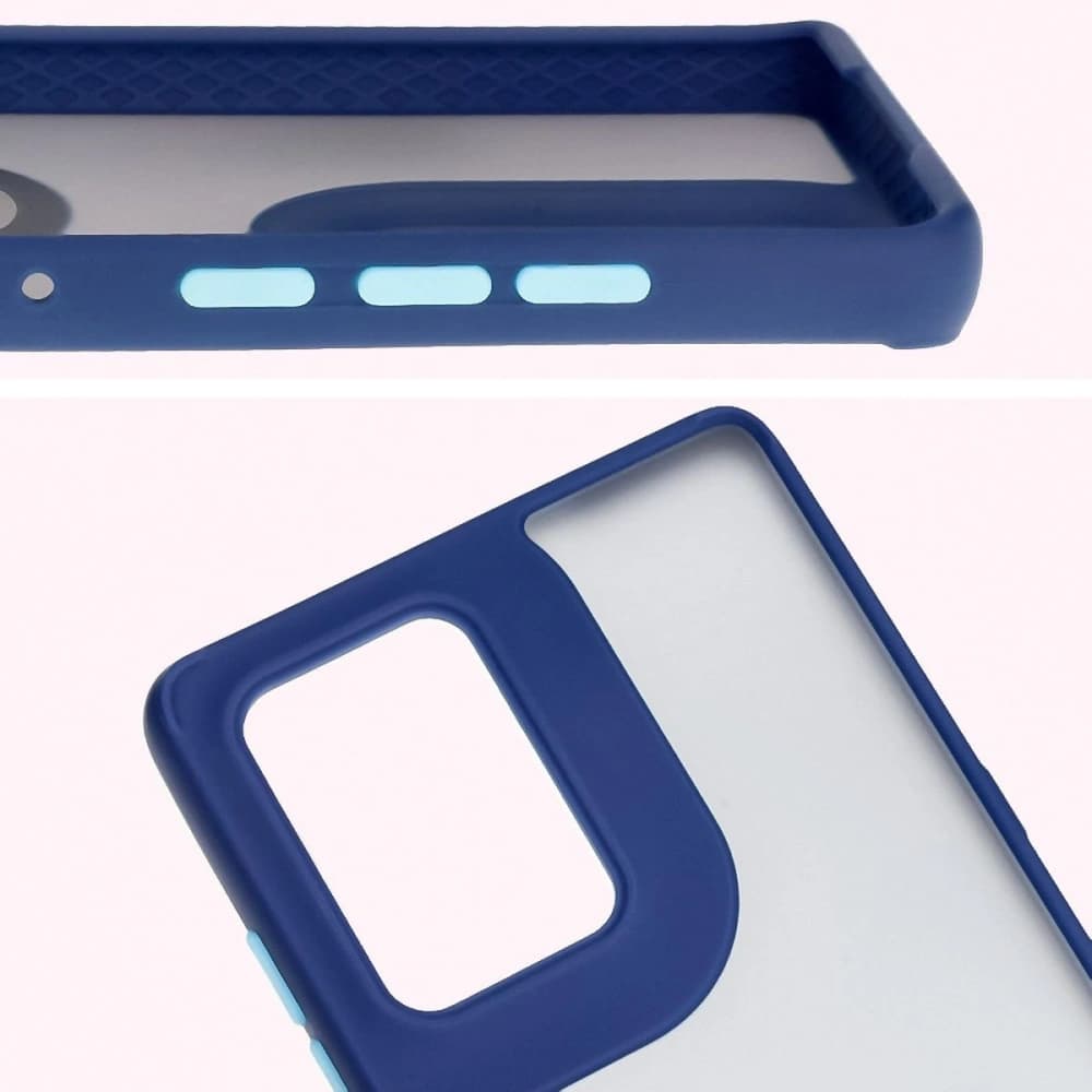 Bizon Case Hybrid Ring Motorola Edge 50 Fusion rauchig mit einem marineblauen Rahmen - 3