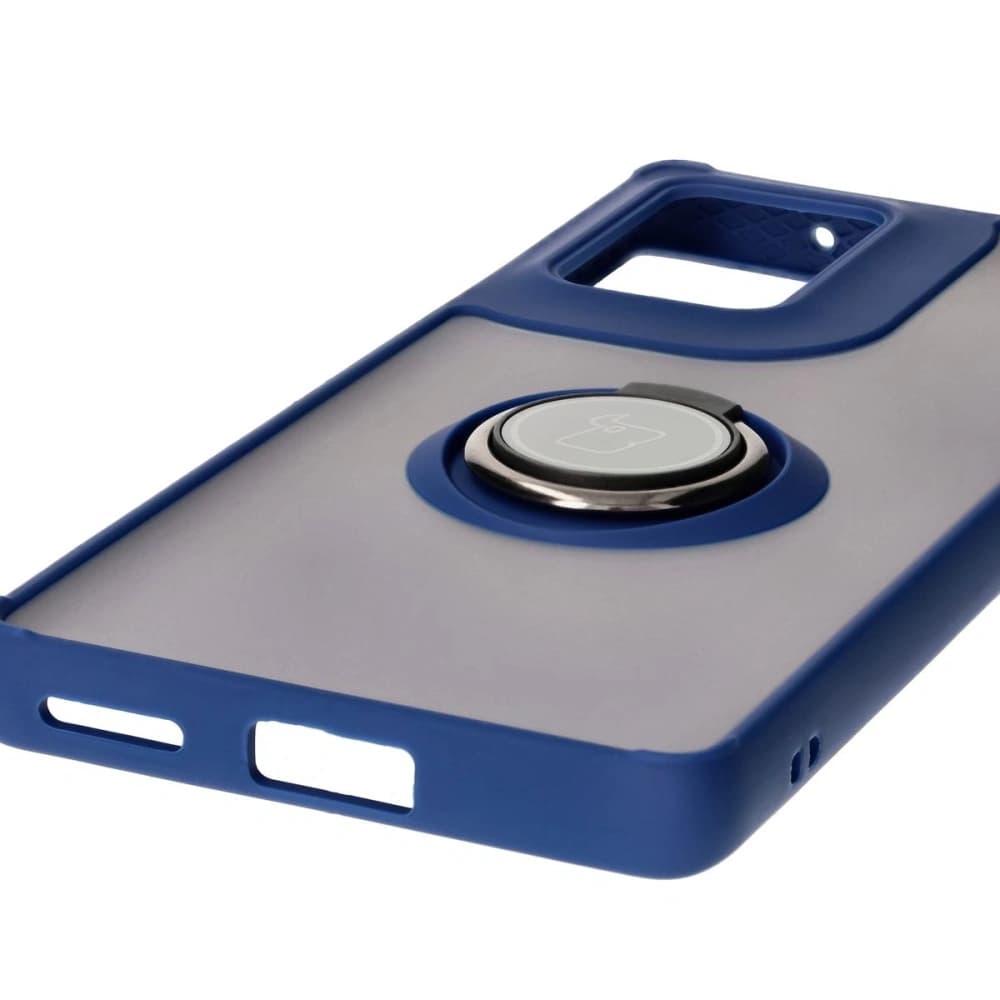 Bizon Case Hybrid Ring Motorola Edge 50 Fusion rauchig mit einem marineblauen Rahmen - 5