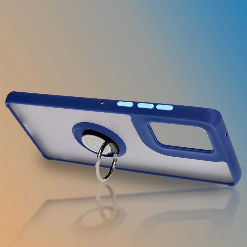 Bizon Case Hybrid Ring Motorola Edge 50 Fusion rauchig mit einem marineblauen Rahmen - 6