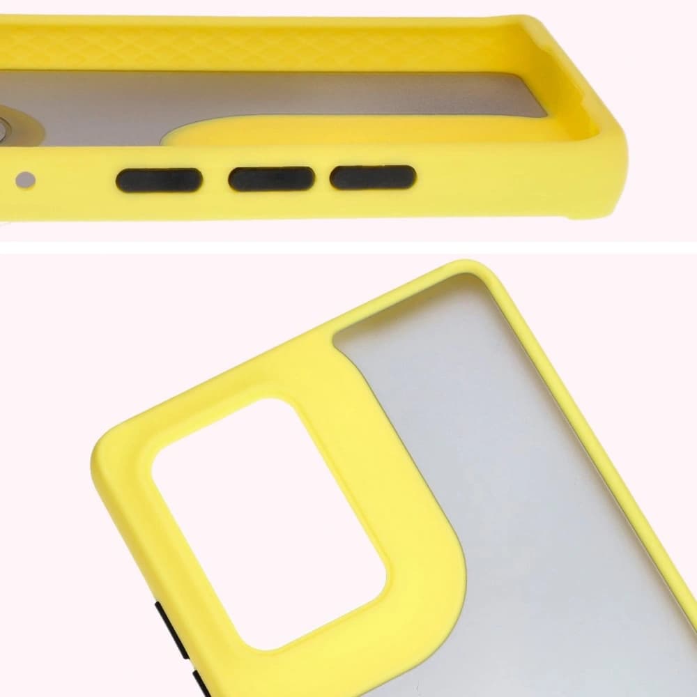 Bizon Case Hybrid Ring Motorola Edge 50 Fusion rauchig mit einem gelben Rahmen - 3