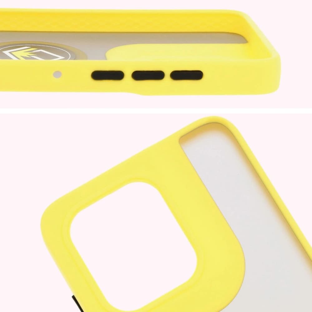 Bizon Case Hybrid Ring Motorola Edge 50 Neo rauchig mit einem gelben Rahmen - 3