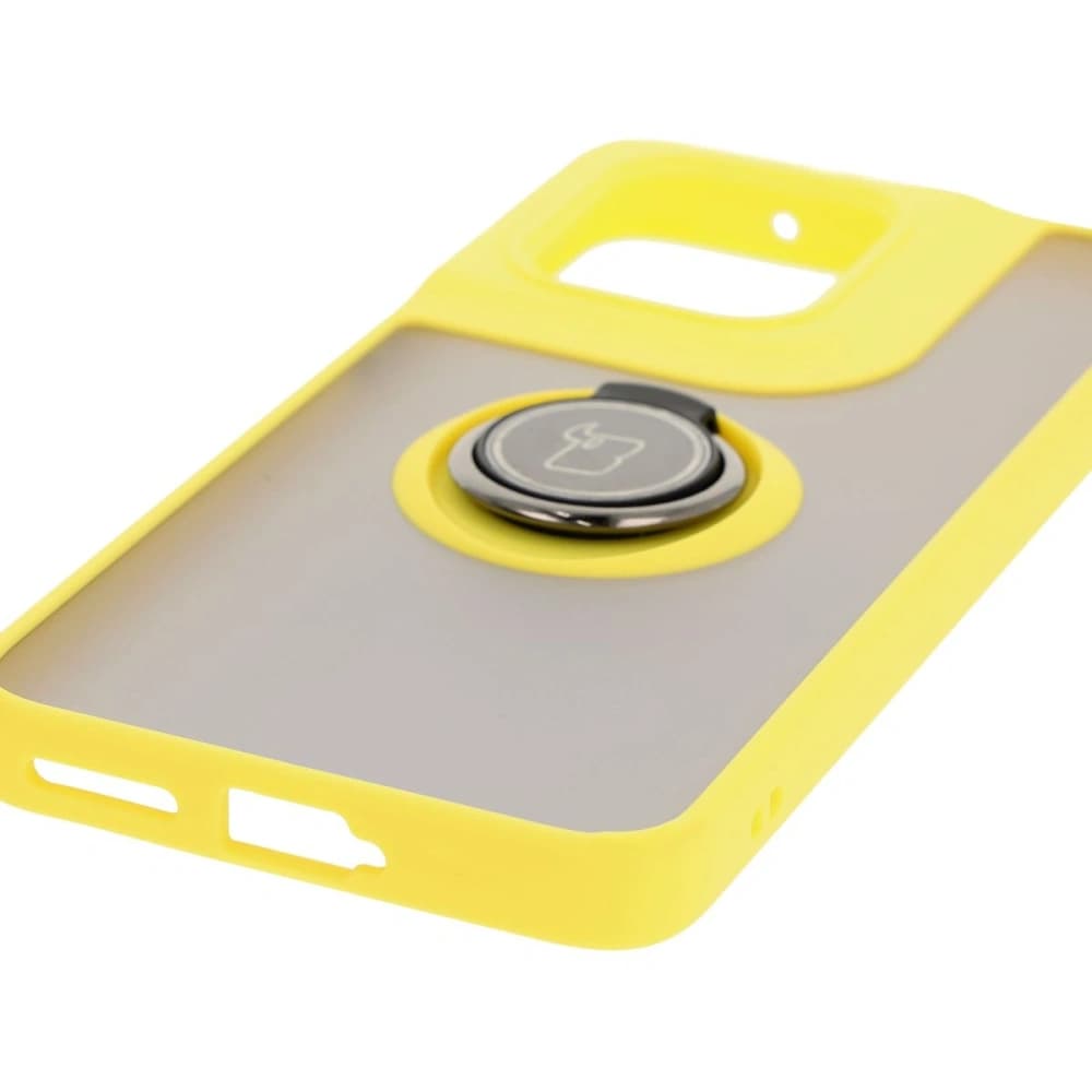 Bizon Case Hybrid Ring Motorola Edge 50 Neo rauchig mit einem gelben Rahmen - 5