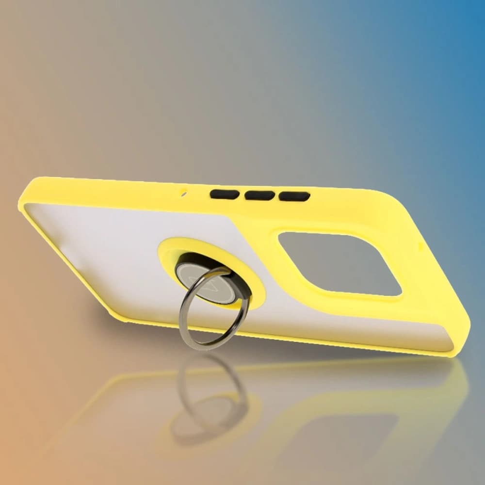 Bizon Case Hybrid Ring Motorola Edge 50 Neo rauchig mit einem gelben Rahmen - 6