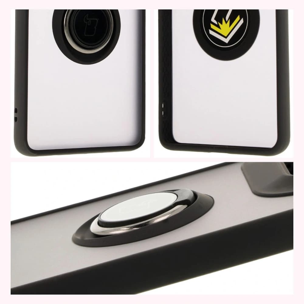 Bizon Case Hybrid Ring Motorola Edge 50 Ultra rauchig mit einem schwarzen Rahmen - 4