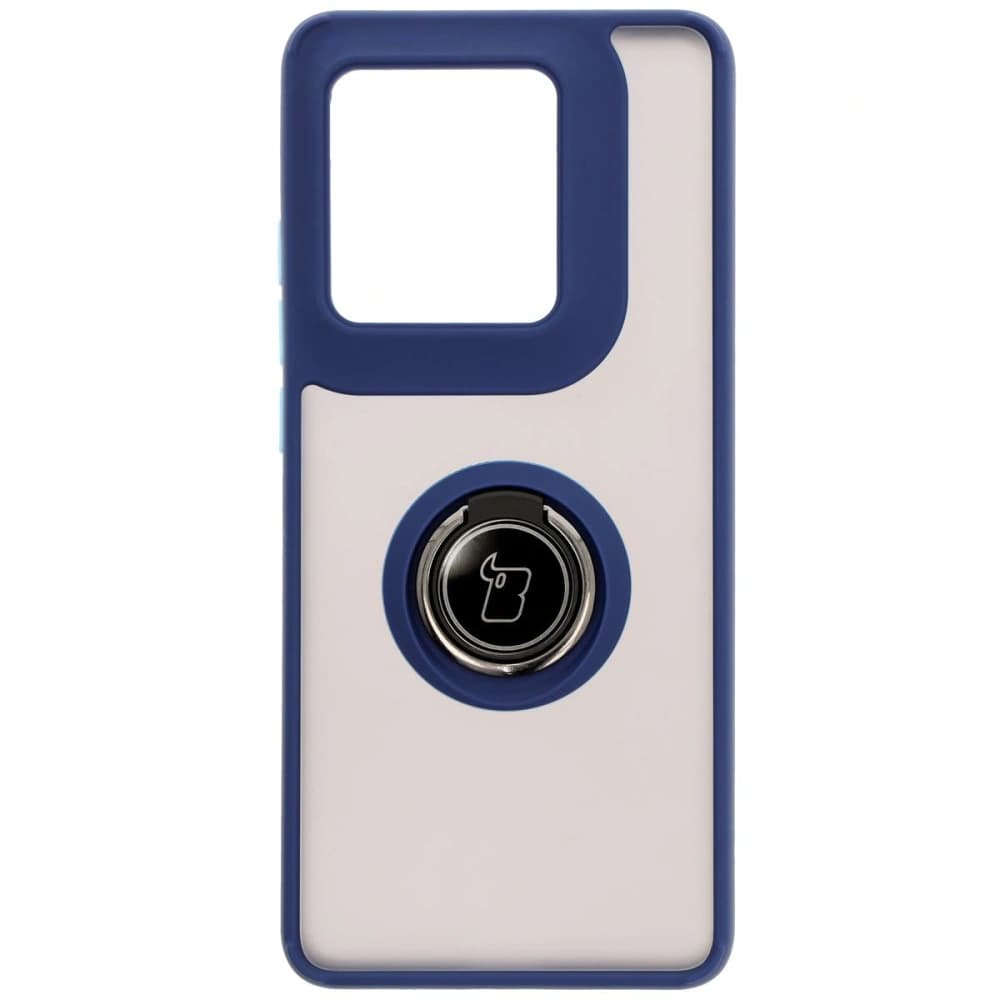 Bizon Case Hybrid Ring Motorola Edge 50 Ultra rauchig mit einem navyblauen Rahmen - 2