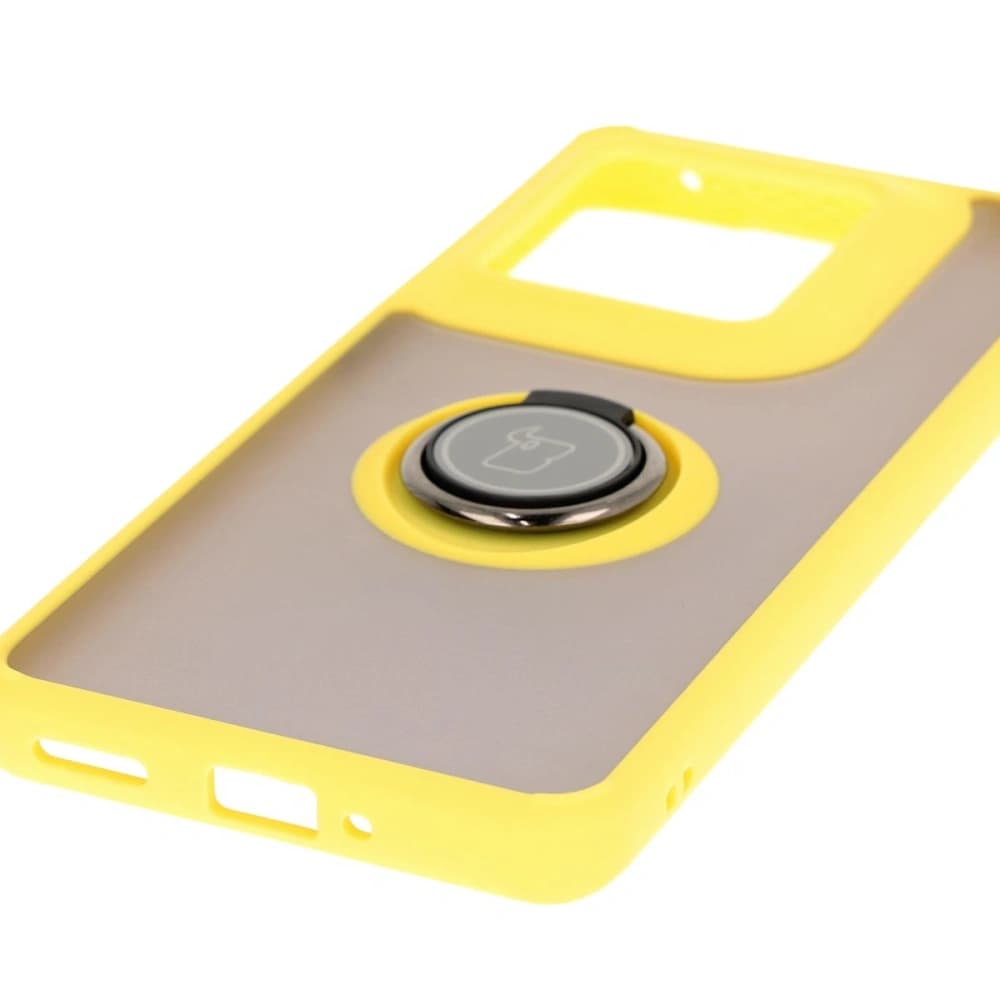 Bizon Case Hybrid Ring Motorola Edge 50 Ultra rauchig mit einem gelben Rahmen - 5