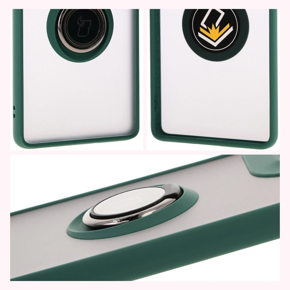 Bizon Case Hybrid Ring Motorola Moto G85 5G smoky with a dark green frame - 4