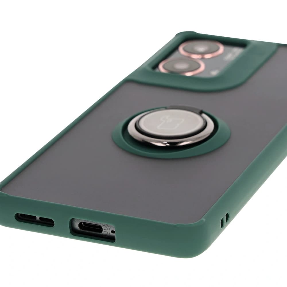 Bizon Case Hybrid Ring Motorola Moto G85 5G smoky with a dark green frame - 5
