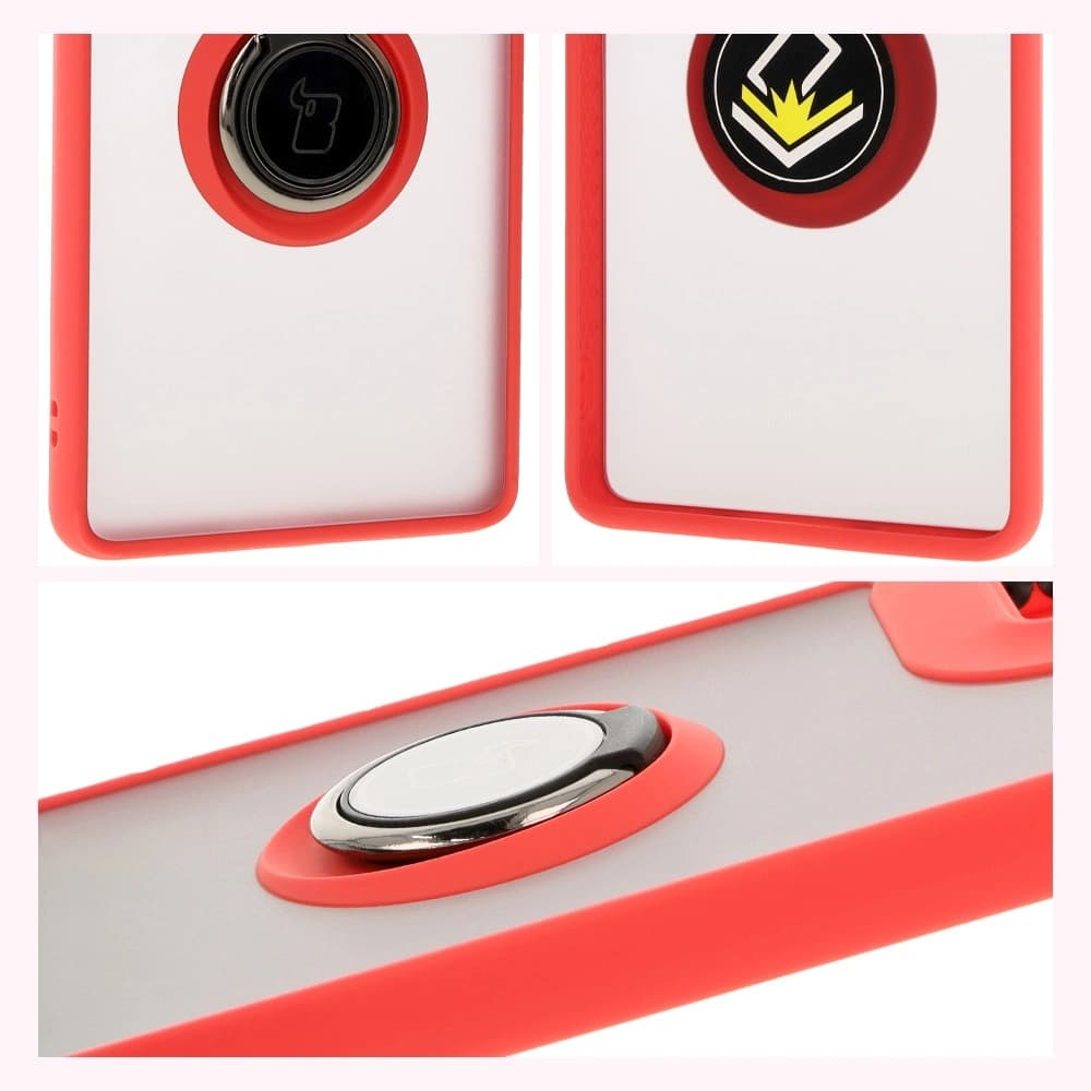 Bizon Case Hybrid Ring Motorola Moto G85 5G smoky with a red frame - 4
