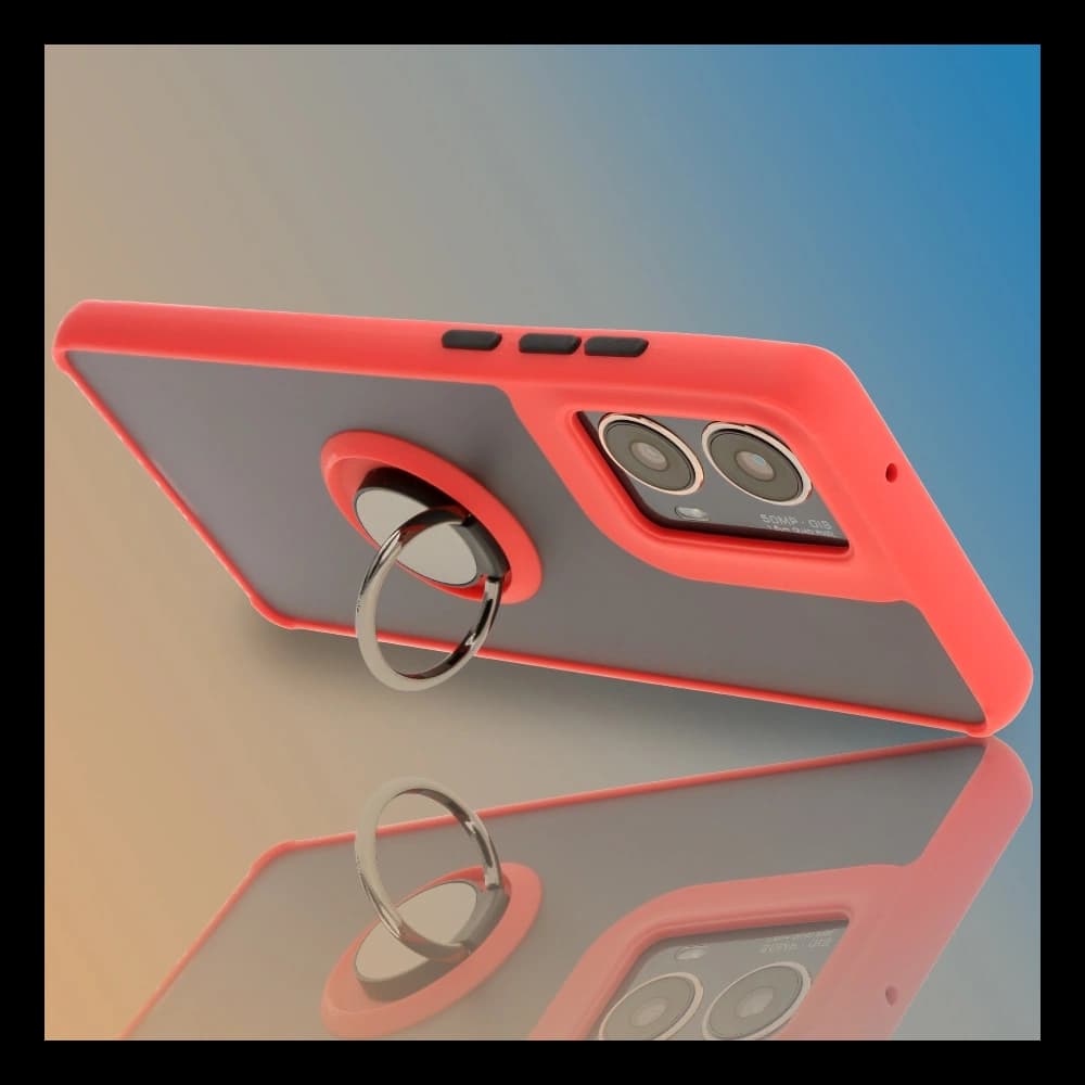 Bizon Case Hybrid Ring Motorola Moto G85 5G smoky with a red frame - 6