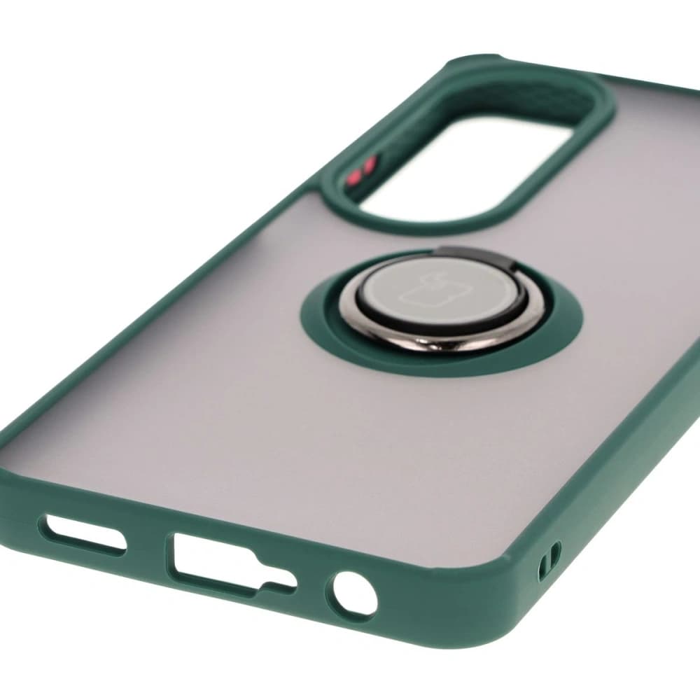 Bizon Case Hybrid Ring Oppo A60 4G rauchig mit einem dunkelgrünen Rahmen - 5