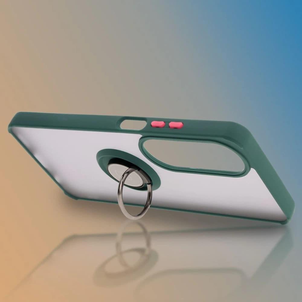 Bizon Case Hybrid Ring Oppo A60 4G rauchig mit einem dunkelgrünen Rahmen - 6