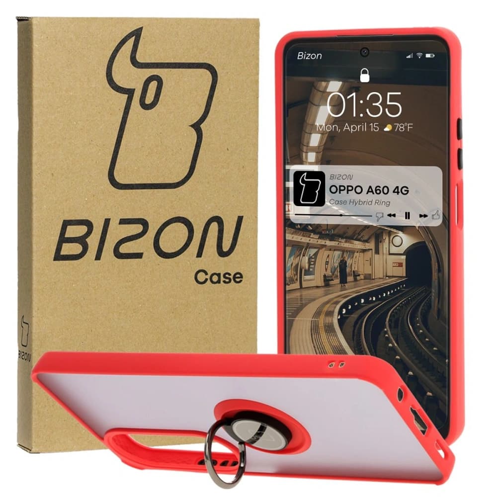 Bizon Case Hybrid Ring Oppo A60 4G smoky with a red frame - 1