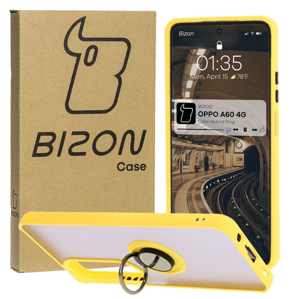 Bizon Case Hybrid Ring Oppo A60 4G rauchig mit einem gelben Rahmen - 1
