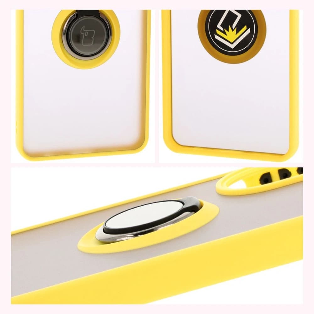 Bizon Case Hybrid Ring Oppo A60 4G rauchig mit einem gelben Rahmen - 4
