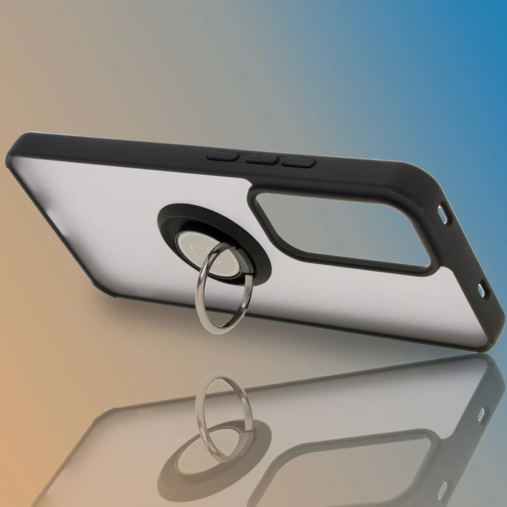 Bizon Case Hybrid Ring Oppo Reno 12 Pro rauchig mit einem schwarzen Rahmen - 6