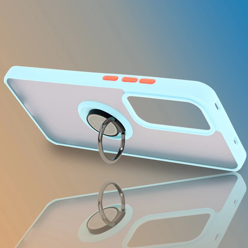 Bizon Case Hybrid Ring Oppo Reno 12 Pro smoky with a light blue frame - 6