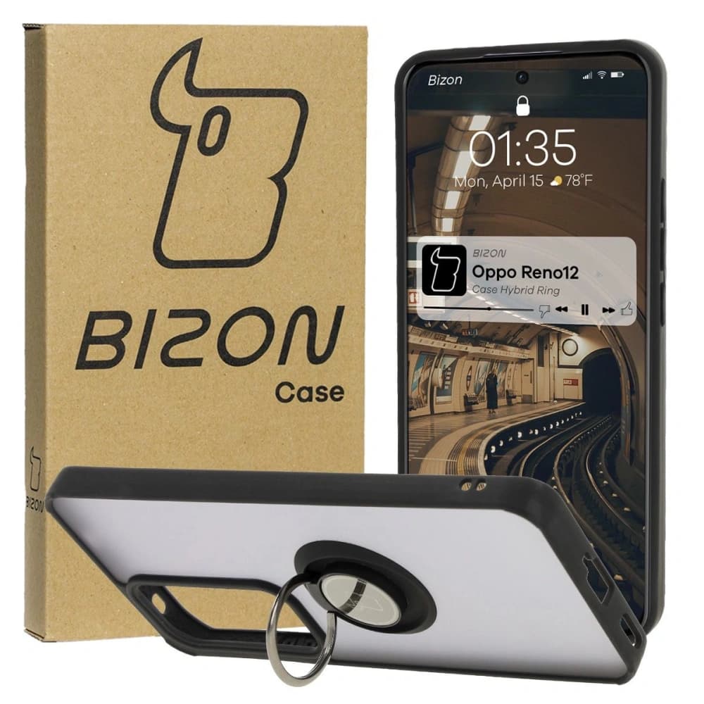 Bizon Case Hybrid Ring Oppo Reno 12 rauchig mit einem schwarzen Rahmen - 1