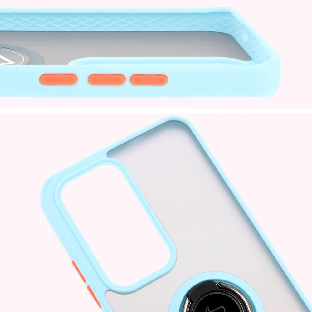 Bizon Case Hybrid Ring Oppo Reno 12 smoky with a light blue frame - 3