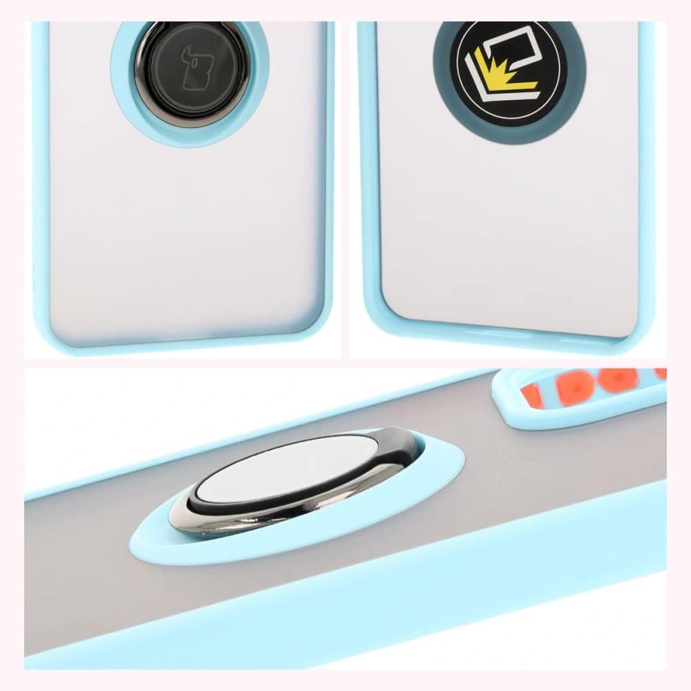 Bizon Case Hybrid Ring Oppo Reno 12 smoky with a light blue frame - 4