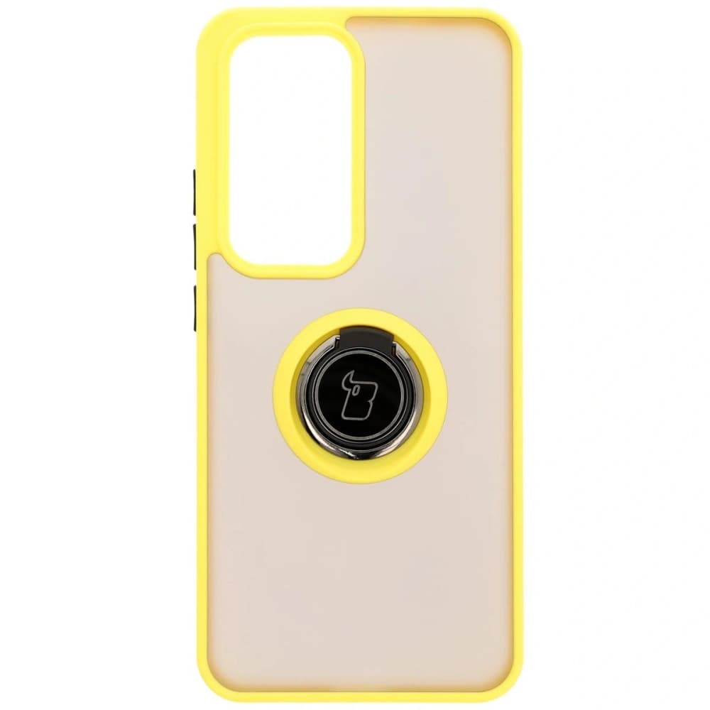 Bizon Case Hybrid Ring Oppo Reno 12 smoky with a yellow frame - 2