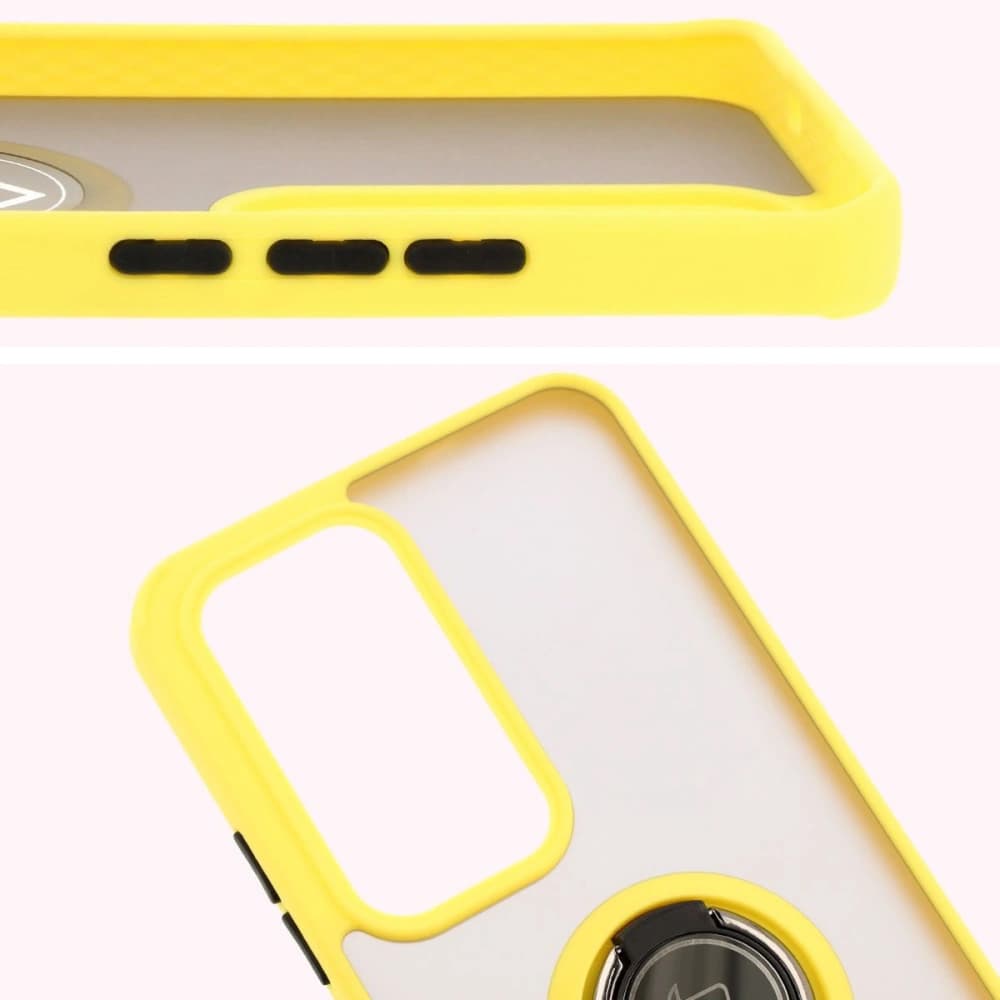 Bizon Case Hybrid Ring Oppo Reno 12 smoky with a yellow frame - 3