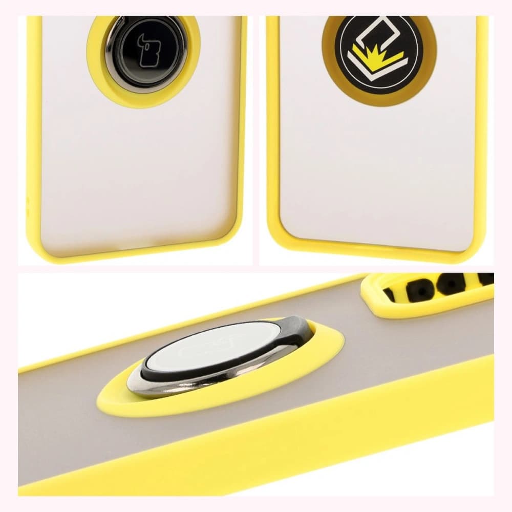 Bizon Case Hybrid Ring Oppo Reno 12 smoky with a yellow frame - 4