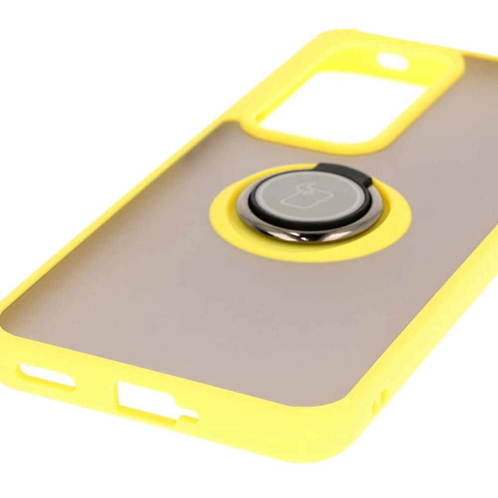 Bizon Case Hybrid Ring Oppo Reno 12 smoky with a yellow frame - 5