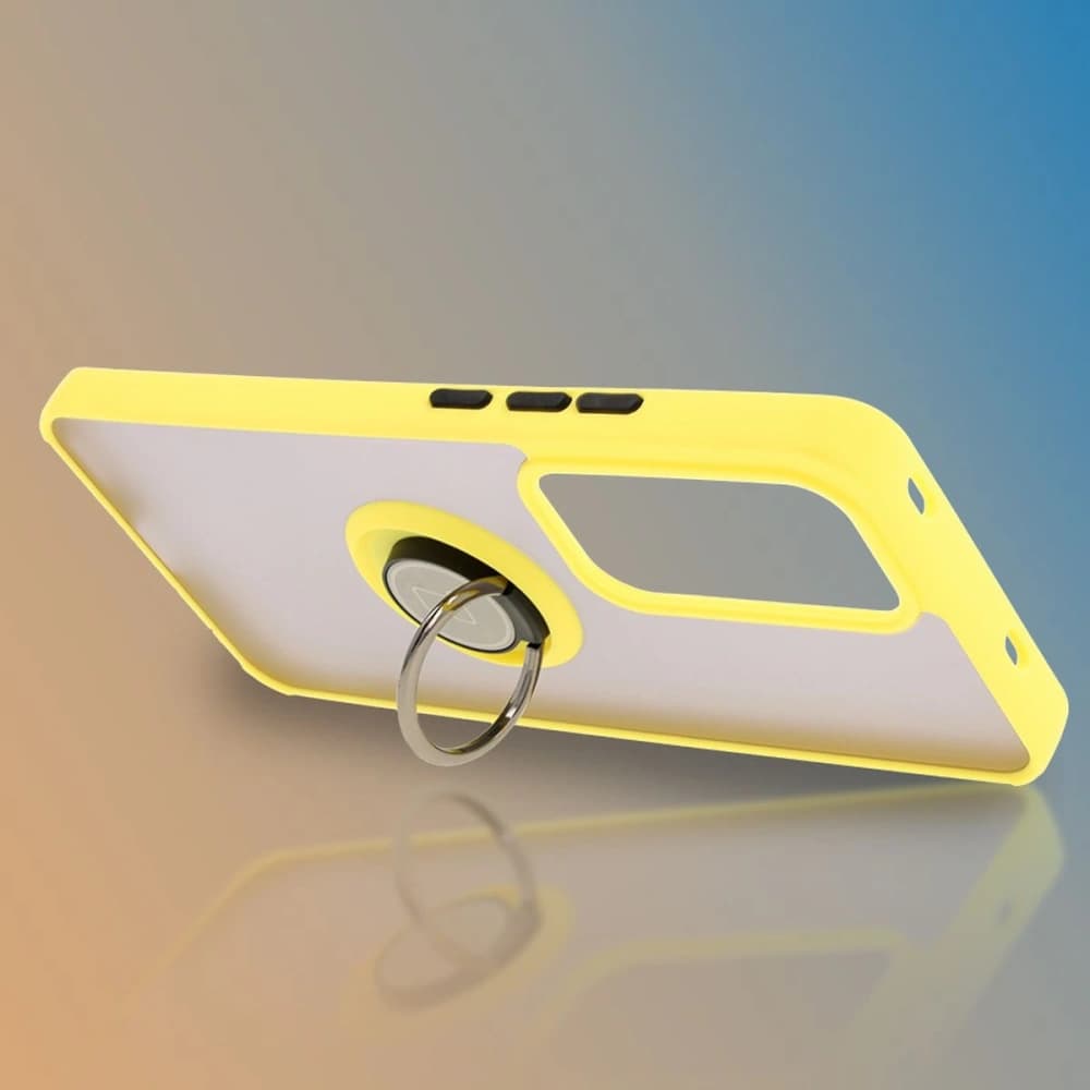 Bizon Case Hybrid Ring Oppo Reno 12 smoky with a yellow frame - 6