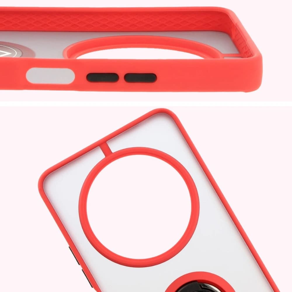 Bizon Case Hybrid Ring Xiaomi Redmi 14C 4G / POCO C75 smoky with a red frame - 3