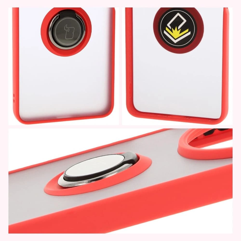 Bizon Case Hybrid Ring Xiaomi Redmi 14C 4G / POCO C75 smoky with a red frame - 4
