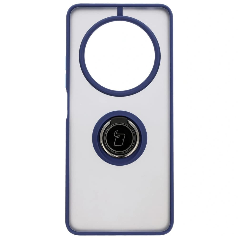 Bizon Case Hybrid Ring Xiaomi Redmi 14C 4G / POCO C75 rauchig mit einem navyblauen Rahmen - 2