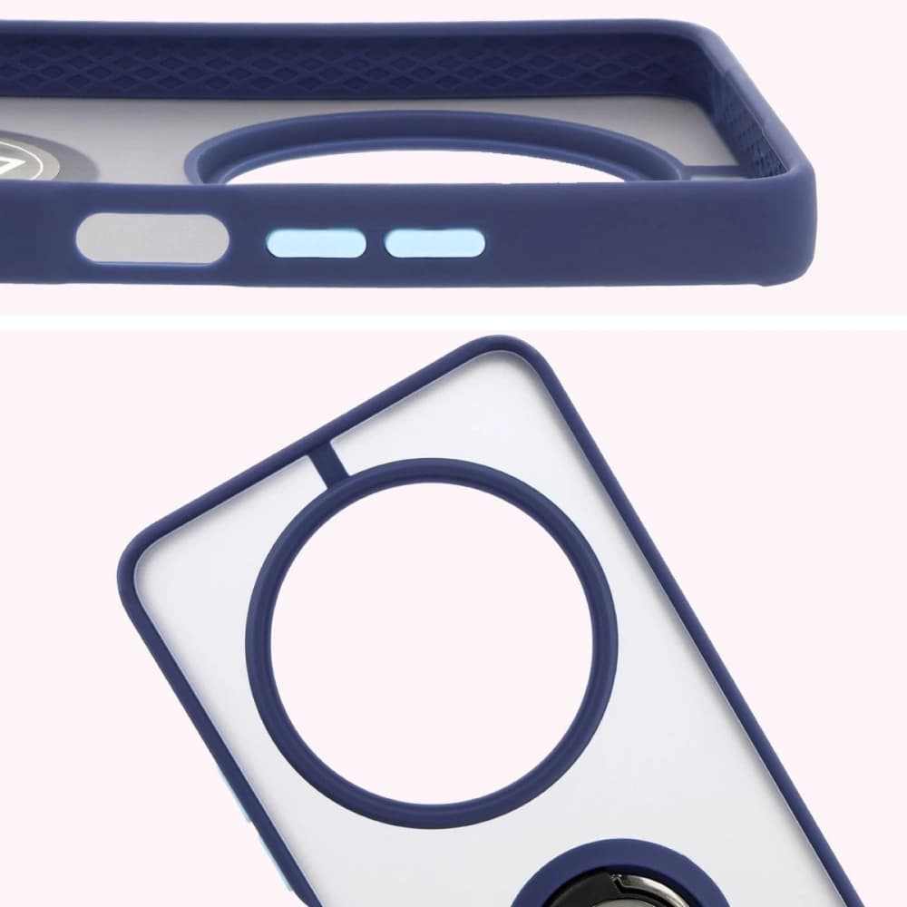 Bizon Case Hybrid Ring Xiaomi Redmi 14C 4G / POCO C75 rauchig mit einem navyblauen Rahmen - 3