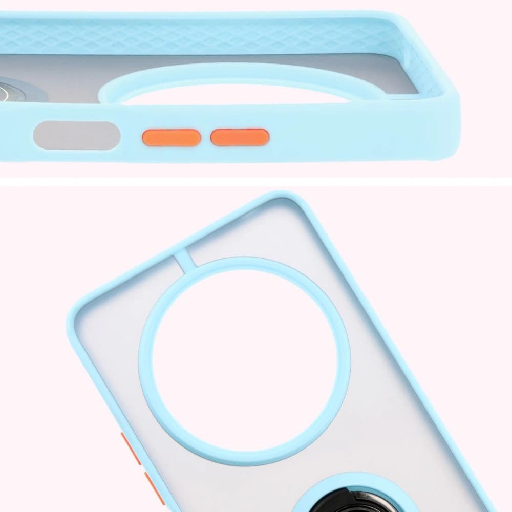 Bizon Case Hybrid Ring Xiaomi Redmi 14C 4G / POCO C75 rauchig mit einem hellblauen Rahmen - 3