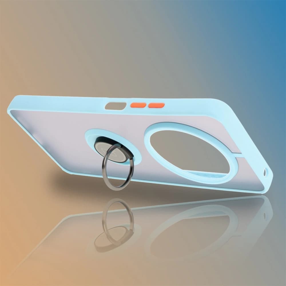 Bizon Case Hybrid Ring Xiaomi Redmi 14C 4G / POCO C75 rauchig mit einem hellblauen Rahmen - 6