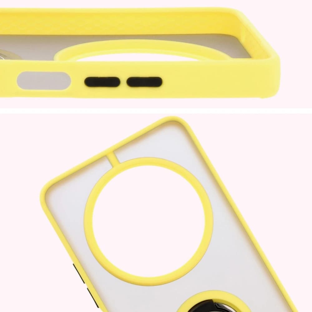 Bizon Case Hybrid Ring Xiaomi Redmi 14C 4G / POCO C75 smoky with a yellow frame - 3
