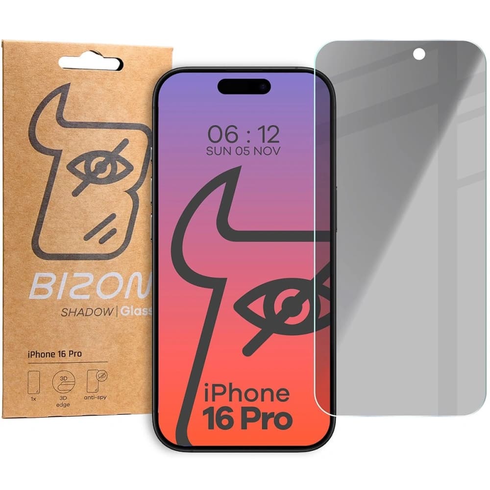 Bizon Glas Klarer Schatten Apple iPhone 16 Pro getönt - 1