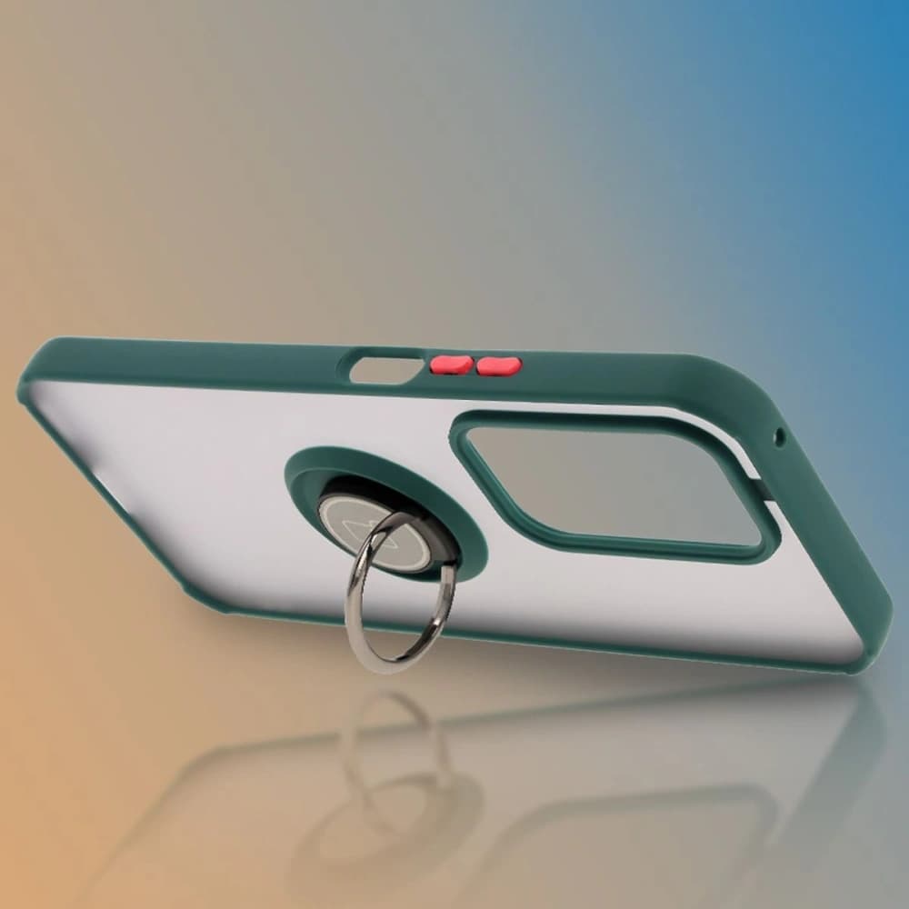 Bizon Case Hybrid Ring Honor 200 Lite rauchig mit einem dunkelgrünen Rahmen - 6