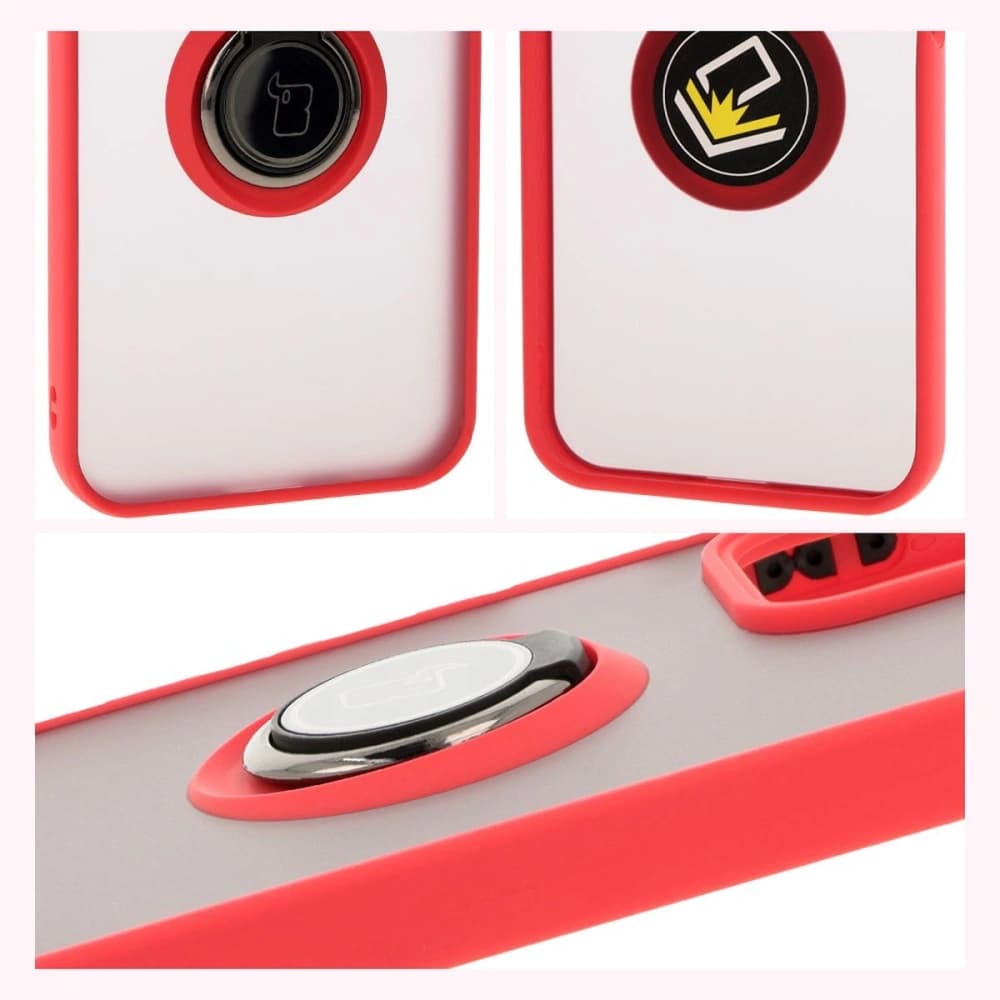 Bizon Case Hybrid Ring Honor 200 Lite rauchig mit einem roten Rahmen - 4