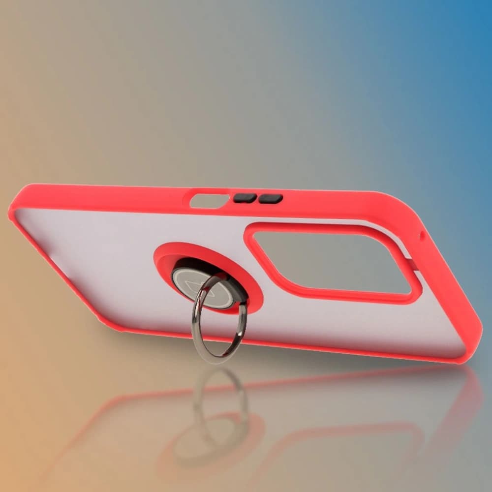 Bizon Case Hybrid Ring Honor 200 Lite rauchig mit einem roten Rahmen - 6