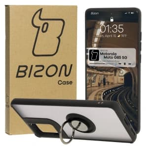 Bizon Case Hybrid Ring Motorola Moto G85 5G smoky with a black frame