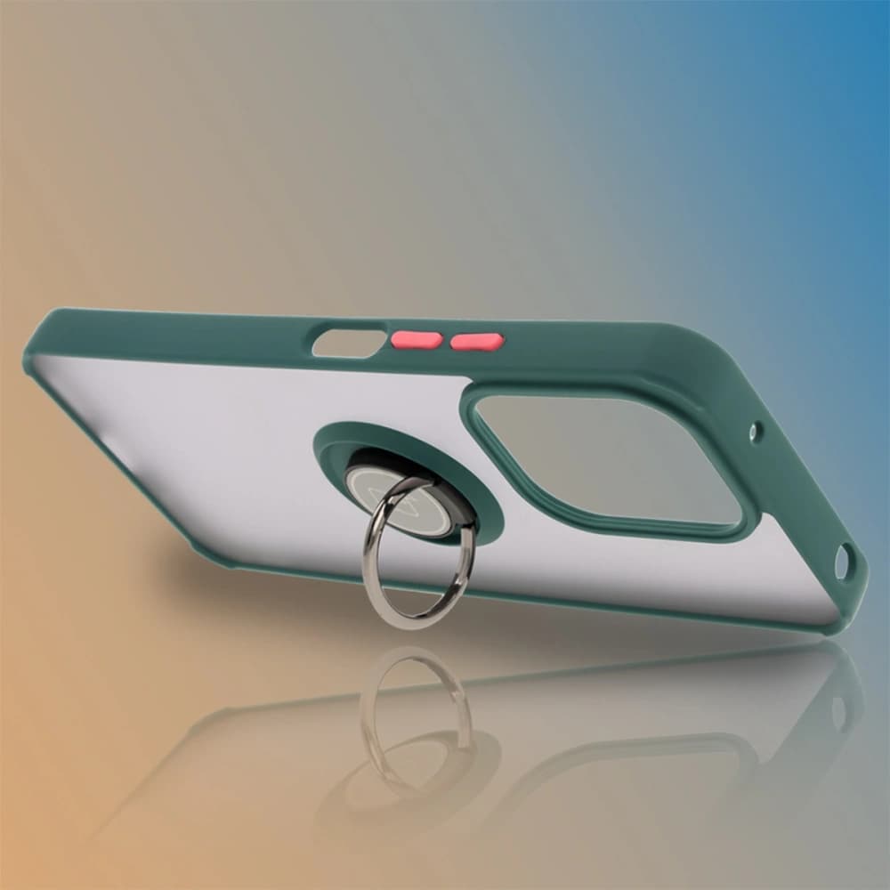 Bizon Case Hybrid Ring Xiaomi Redmi 13 4G smoky with a dark green frame - 6