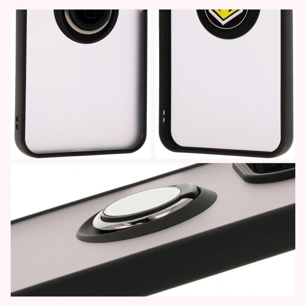 Bizon Case Hybrid Ring Xiaomi Redmi 13 4G rauchig mit einem schwarzen Rahmen - 4