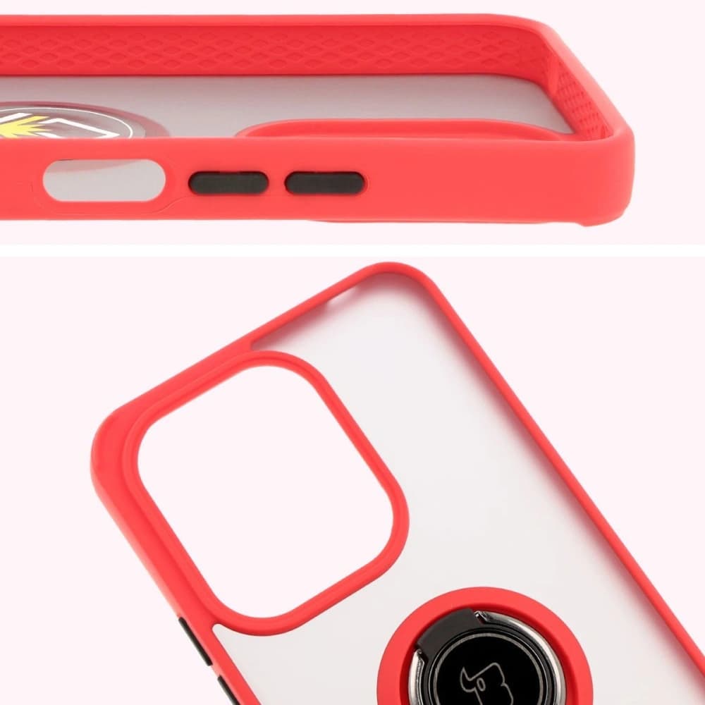 Bizon Case Hybrid Ring Xiaomi Redmi 13 4G rauchig mit einem roten Rahmen - 3