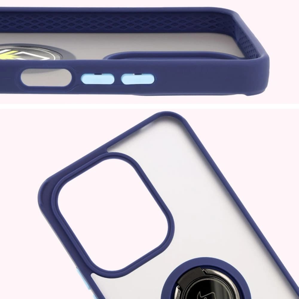 Bizon Case Hybrid Ring Xiaomi Redmi 13 4G rauchig mit einem marineblauen Rahmen - 3