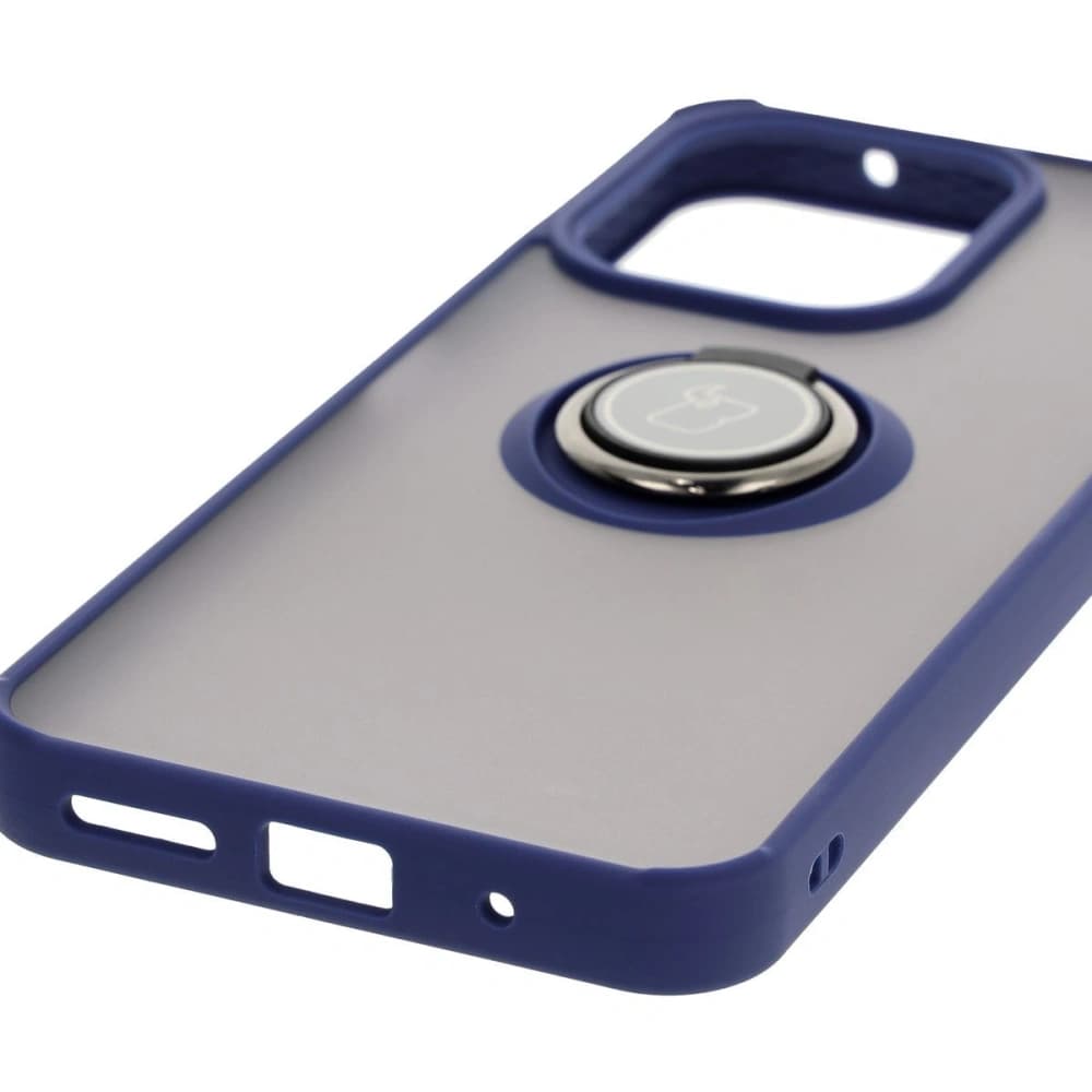 Bizon Case Hybrid Ring Xiaomi Redmi 13 4G rauchig mit einem marineblauen Rahmen - 5