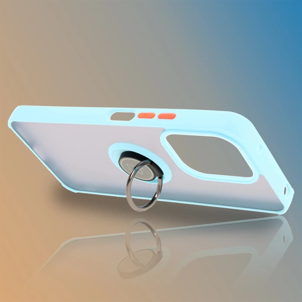 Bizon Case Hybrid Ring Xiaomi Redmi 13 4G rauchig mit einem hellblauen Rahmen - 6